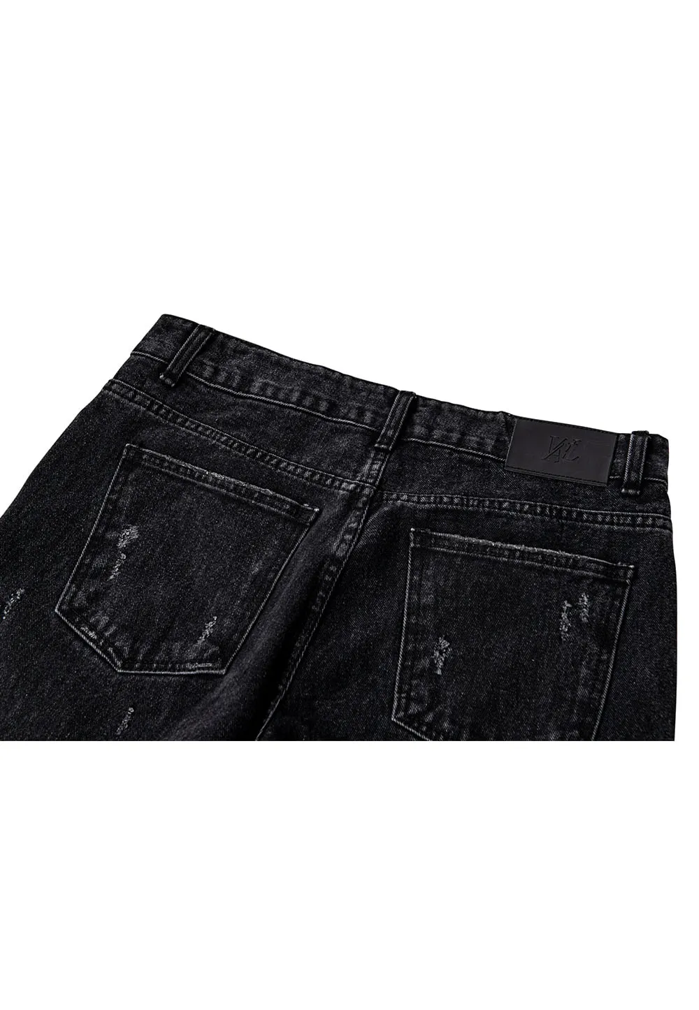 Slug damage denim pants black