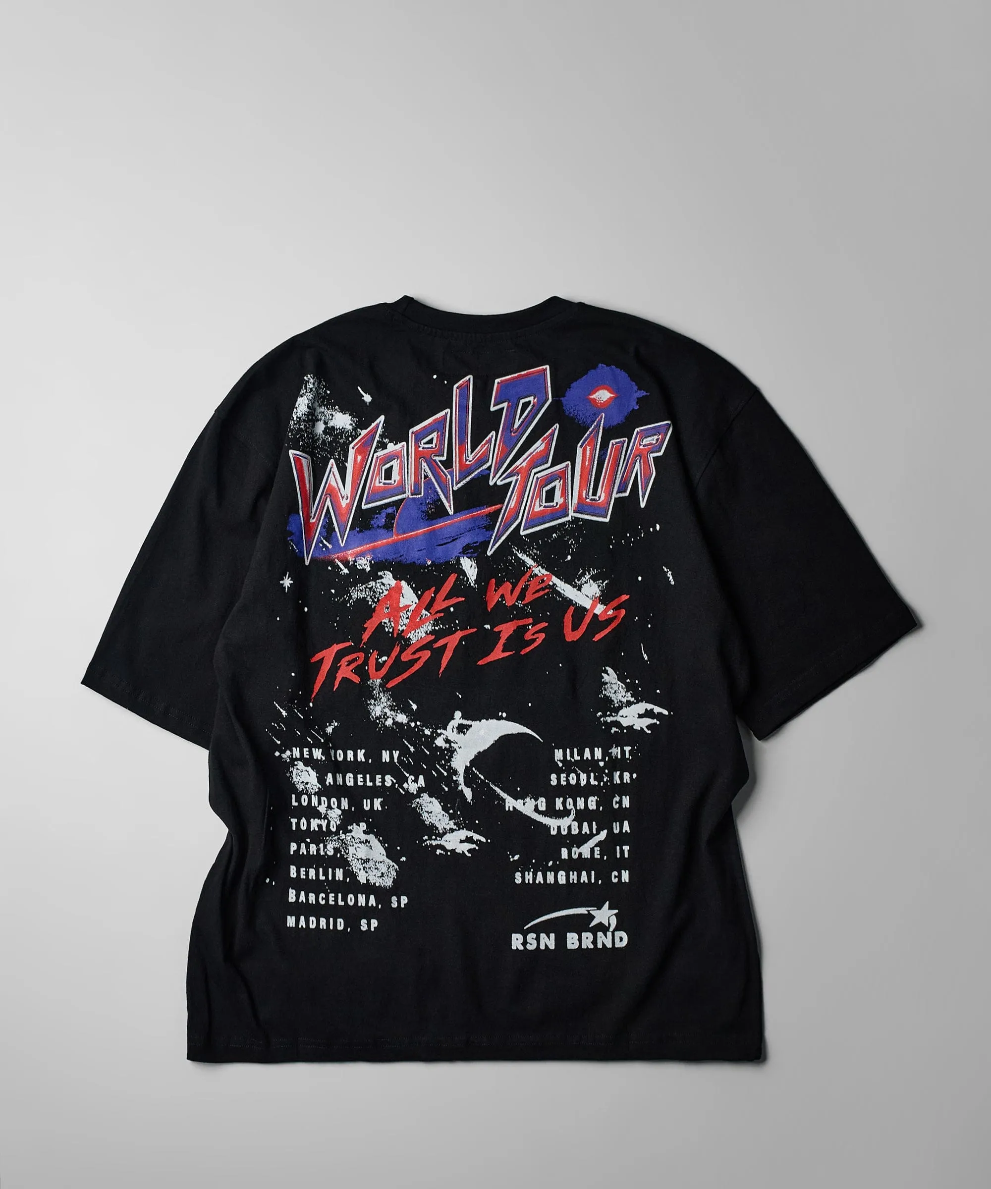 Stay True World Tour Oversized Front And Back Print Tee - Black