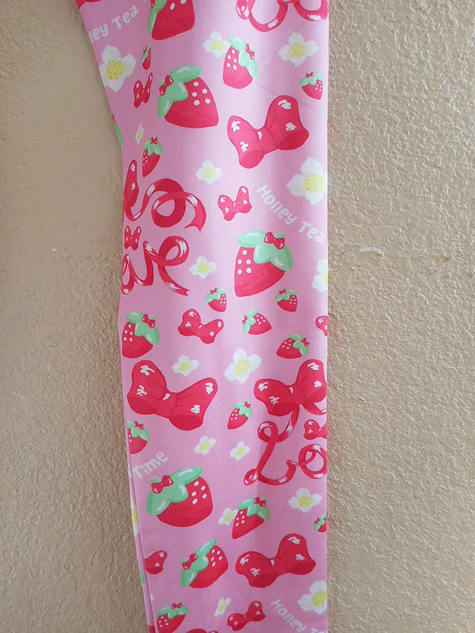 Strawberry ribbon leggings [made to order]