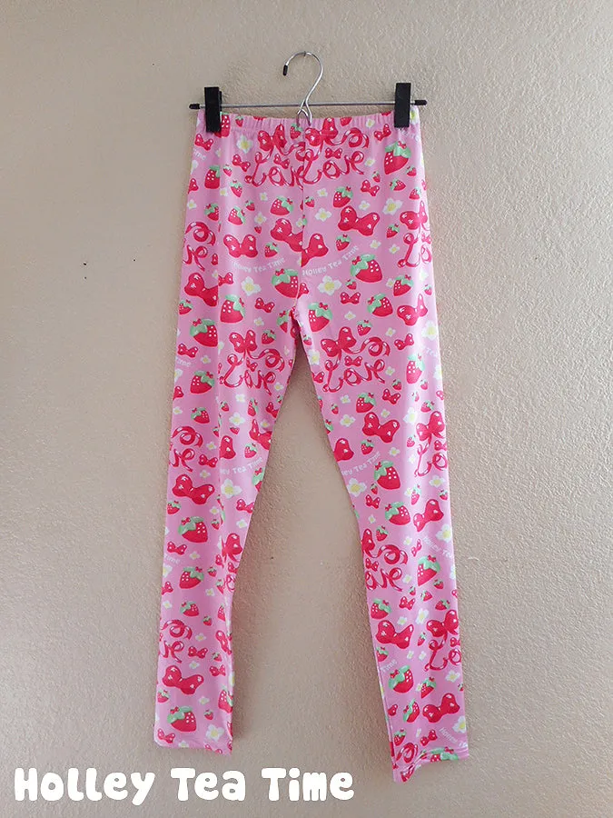 Strawberry ribbon leggings [made to order]