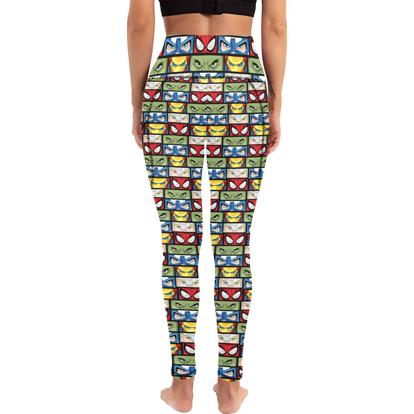 Super Heroes Eyes Women's Athletic Leggings With Pockets