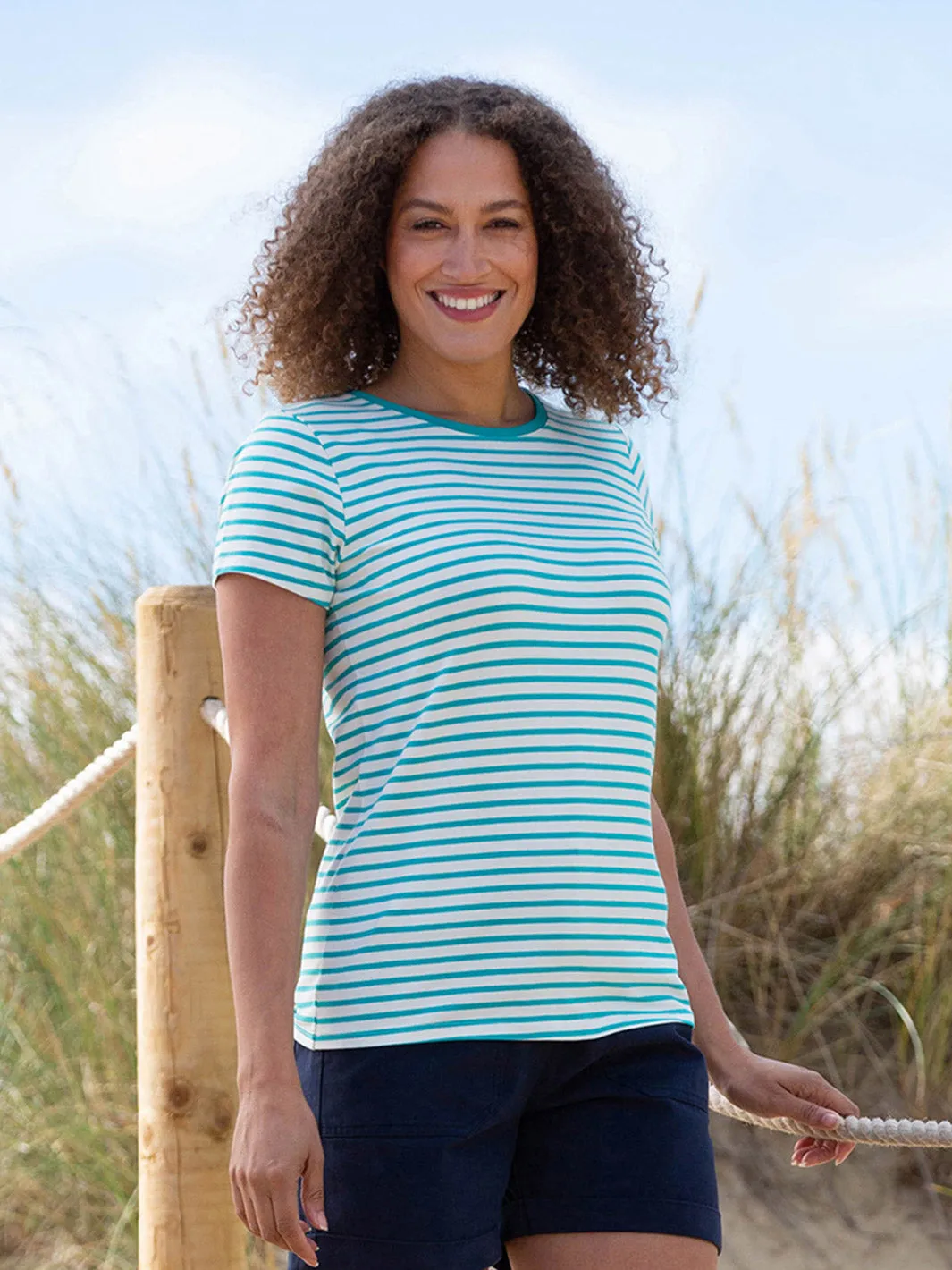 Tarrant jersey top aqua stripe