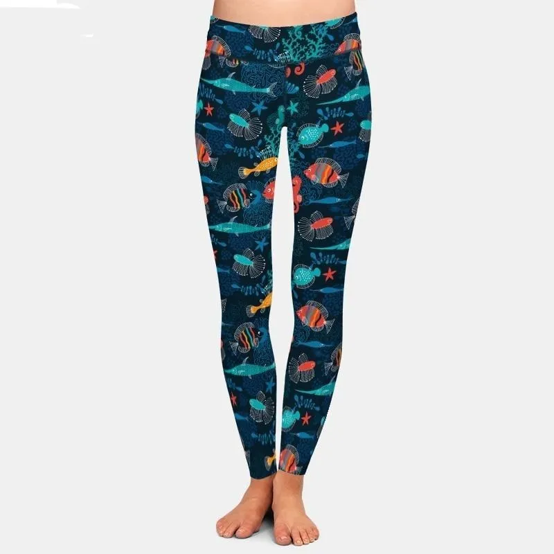 Women Leggings: Sea Life Print