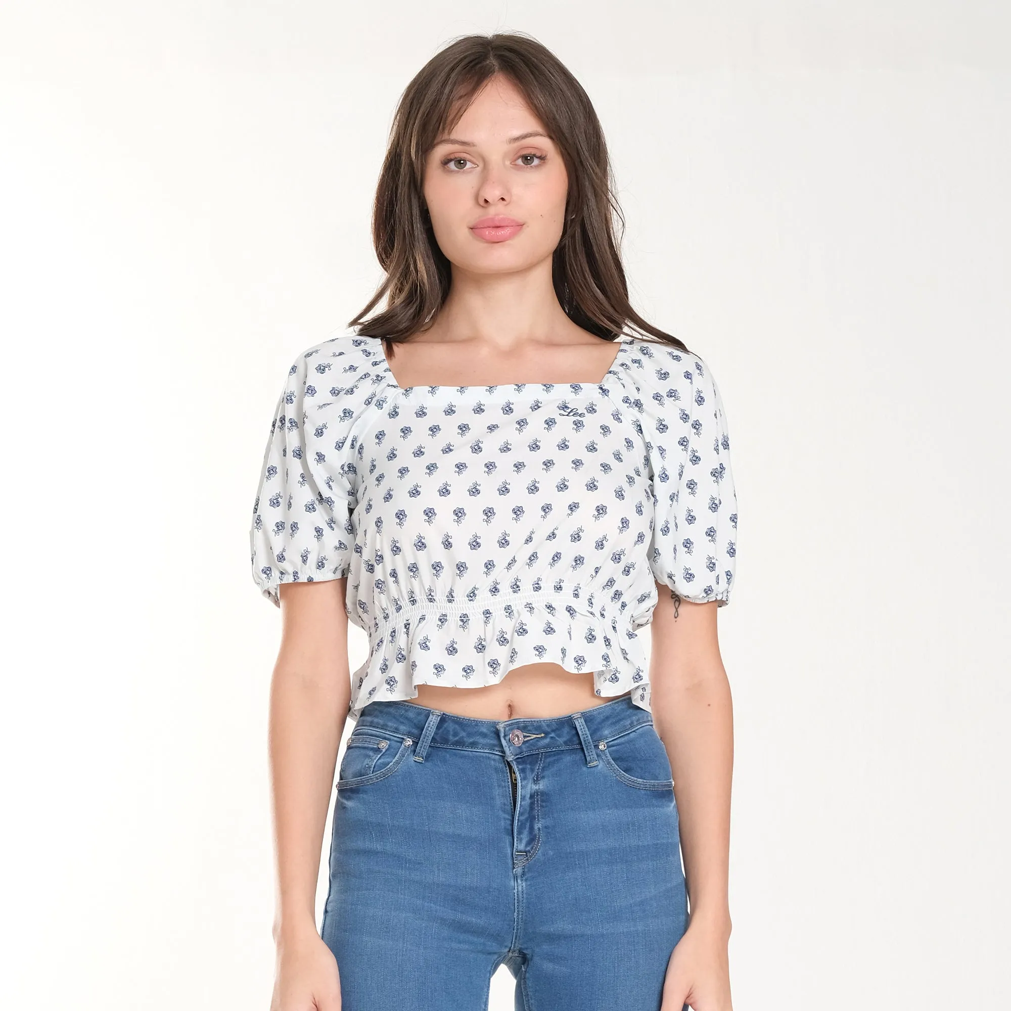 WOMENS PUFF SLEEVES CROPPED BLOUSE